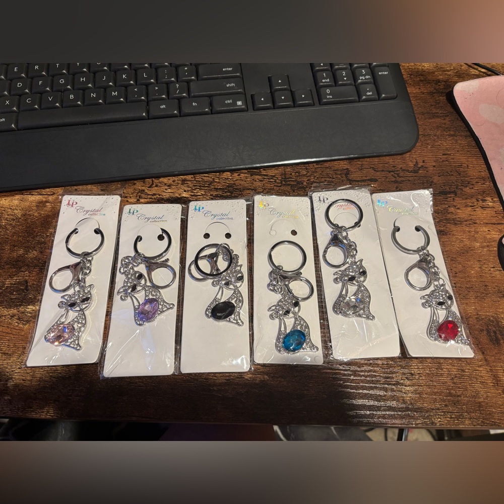 NWT Crystal Cat Keychain - One